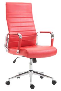 Fauteuil De Bureau En Synthétique Rouge Avec Assise Rembourrée Pivotant