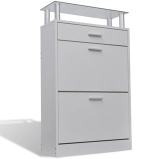 Meuble Armoire à Chaussure Entrée Chambre Bois Tiroirs 12 Paires 2002045