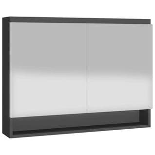 Armoire De Toilette Miroir De Salle De Bain 80 X 15 X 60 Cm Mdf Anthracite