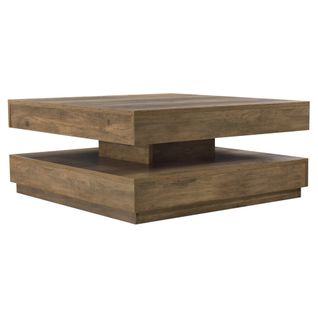 Table Basse Avec Plateau Tournant Panneau De Fibre De Bois 76 X 76 Cm Marron 03_0004127