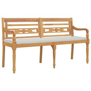 Banc De Jardin Meuble De Patio D'extérieur Terrasse Avec Coussin 150 X 51,5 X 84 Cm Bois De Teck