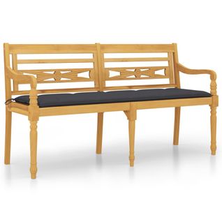 Banc De Jardin Meuble De Patio D'extérieur Terrasse Avec Coussin Anthracite 150 X 50 X 7 Cm Bois