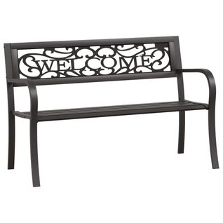 Banc De Jardin Meuble De Patio D'extérieur Terrasse 125 X 53 X 77 Cm Acier Noir