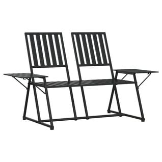 Banc De Jardin Meuble De Patio D'extérieur Terrasse 2 Places 165 X 75 X 93 Cm Noir Acier