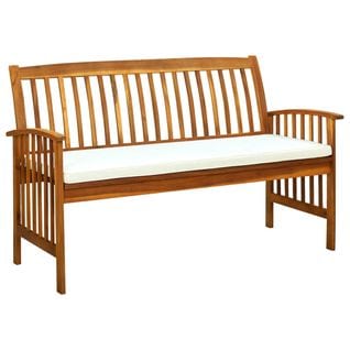 Banc De Jardin Meuble De Patio D'extérieur Terrasse Avec Coussin 147 Cm Bois D'acacia Massif 02_001