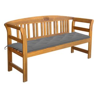 Banc De Jardin Meuble De Patio D'extérieur Terrasse Avec Coussin 157 Cm Bois D'acacia Massif 02_001