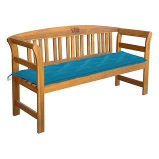 Banc De Jardin Meuble De Patio D'extérieur Terrasse Avec Coussin 157 Cm Bois D'acacia Massif 02_001