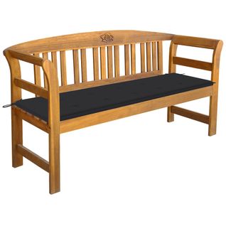 Banc De Jardin Meuble De Patio D'extérieur Terrasse Avec Coussin 157 Cm Bois D'acacia Massif 02_001