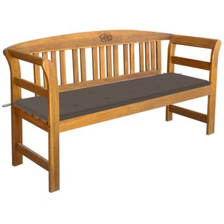 Banc De Jardin Meuble De Patio D'extérieur Terrasse Avec Coussin 157 Cm Bois D'acacia Massif 02_001