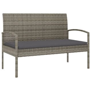 Banc De Jardin Meuble De Patio D'extérieur Terrasse Avec Coussin Gris 105 Cm Résine Tressée