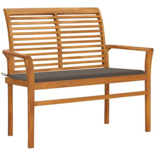 Banc De Jardin Meuble De Patio D'extérieur Terrasse Avec Coussin Taupe 112 X 55 X 94 Cm Bois