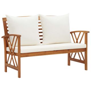 Banc De Jardin Meuble De Patio D'extérieur Terrasse Avec Coussins 119 X 67 X 83 Cm Bois Solide