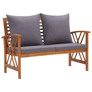 Banc De Jardin Meuble De Patio D'extérieur Terrasse Avec Coussins 119 X 67 X 83 Cm Bois Solide