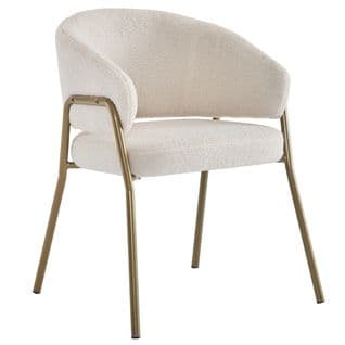 Lot De 6 Chaises De Salle à Manger Blanche Moderne En Velours D'agneau, Finition Métal Dorée