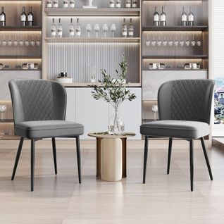 Lot De 2 Chaises De Salon Moderne Gris Foncé, Chaise Design Rembourrée Avec Dossier, Assise En Velou