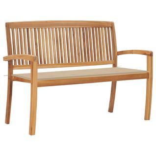 Banc De Jardin Meuble De Patio D'extérieur Terrasse Empilable Et Coussin 128,5 X 57,5 X 90 Cm Bois