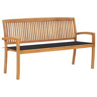 Banc De Jardin Meuble De Patio D'extérieur Terrasse Empilable Et Coussin 159 X 57,5 X 90 Cm Bois