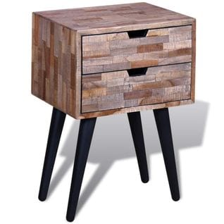 Table De Nuit Chevet Commode Armoire Meuble Chambre Avec 2 Tiroirs Bois De Teck Recyclé 1402126