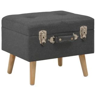 Banquette Meuble Tabouret De Rangement 40 Cm Gris Foncé Tissu