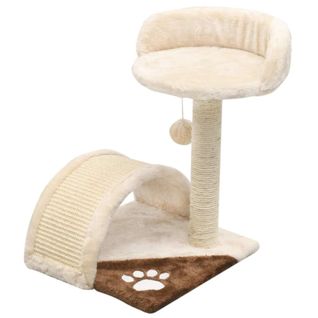 Arbre à Chat Griffoir Grattoir Niche Jouet Animaux Peluché En Sisal 40 Cm Beige Et Marron 3702226