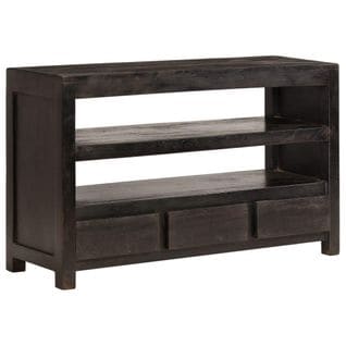 Meuble Télé Buffet TV Télévision Design Pratique Bois D'acacia Solide 90 Cm Marron Foncé 2502043