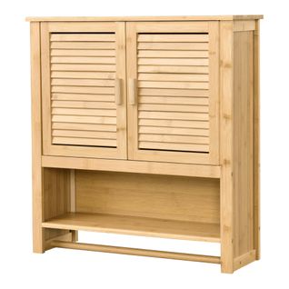 Armoire de Toilette De Salle De Bain Avec Porte-serviette 66 X 62 X 20 Cm Bambou