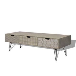 Meuble Télé Buffet TV Télévision Design Pratique Avec 3 Tiroirs 120 Cm Gris 2502098