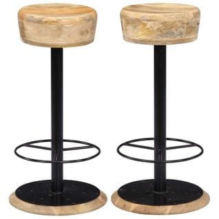 Lot De Deux Tabourets De Bar Design Chaise Siège Bois De Manguier Solide 1202092