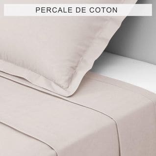 Drap Plat Percale Coton Tertio®  Beige -240 X 300