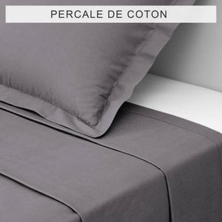 Drap Plat Percale Coton Tertio®  Anthracite -240 X 300