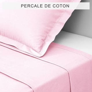 Drap Plat Percale Coton Tertio®  Rose -180 X 290