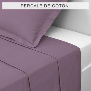 Drap Plat Percale Coton Tertio®  Violet -180 X 290