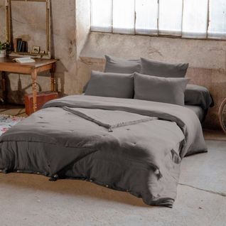 Housse De Couette 100% Gaze De Coton 74 Fils Taille 240 X 260 Cm Couleur Anthracite