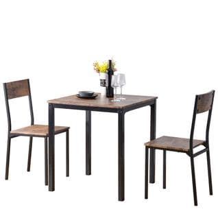 Table de salle à manger avec 2 chaises vintage, pour balcon et salle à manger et salon, marron