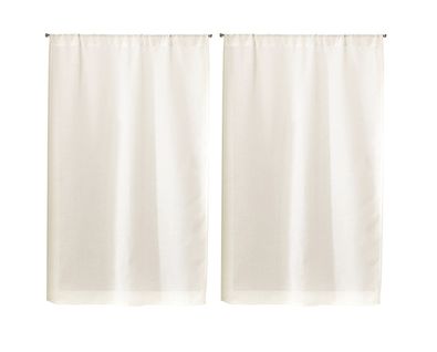 Paire De Vitrages Unis En Etamine - 45x90 Cm - Blanc