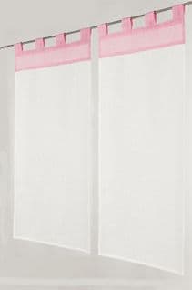 Paire De Vitrages Voile Aspect Lin - 45x90 Cm - Rose Clair