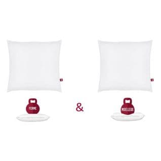 Lot De 2 Oreillers Double Confort 100% Coton 60x60 Cm Blanc