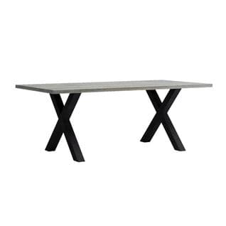 Table L.200 cm pieds en X BAXTER imitation chêne/gris