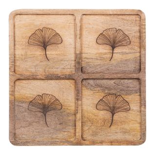 Plat Pour Apéritif 4 Compartiments Ginkgo 35,3x35,3 Cm