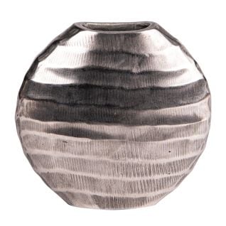 Vase Ovale Vague En Fonte Argent 20 Cm