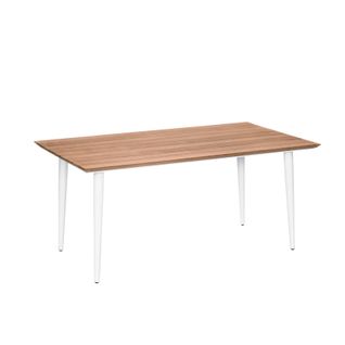 Table Rectangulaire En Acier Et Teck - 160x90x73 Cm - Blanc