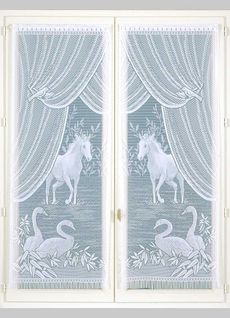 Paire De Vitrages Esprit "equestre" - 60x120 Cm - Blanc