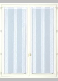 Paire De Vitrages En Etamine Fines Rayures - 90x200cm - Blanc