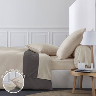 Parure De Couette Percale Coton Sydney Beige  220x240 cm