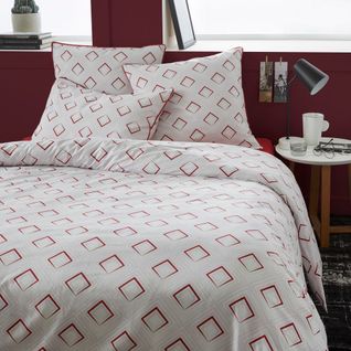 Parure De Lit 100% Coton 57 Fils Shan Cerise Taille 240x260 Cm