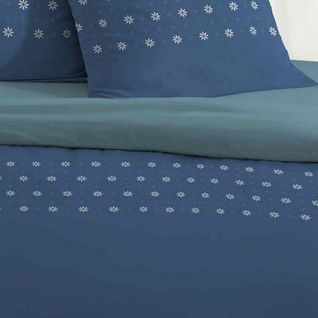 Parure De Lit 100% Coton 57 Fils Ming Dark Blue Taille 240x260 Cm