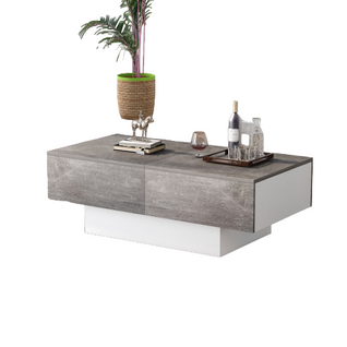 Table de canapé universelle, salon, brillant avec table extensible et espace de rangement (gris)