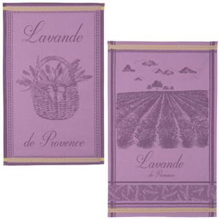 Lot De 2 Torchons En Jacquard De Coton Violet 50x75