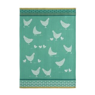 Torchon Imprimé En Jacquard De Coton Vert Moyen 50x75