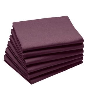 Lot De 6 Serviettes En Coton Traite Teflon, Aubergine 45 X 45